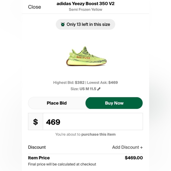 Adidas originals Yeezy Boost 350 V2 ‘Semi Frozen Yellow’ - Picture 7 of 9